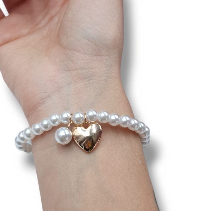 FINE COLLEZIONE - Bracciale cuore e perle