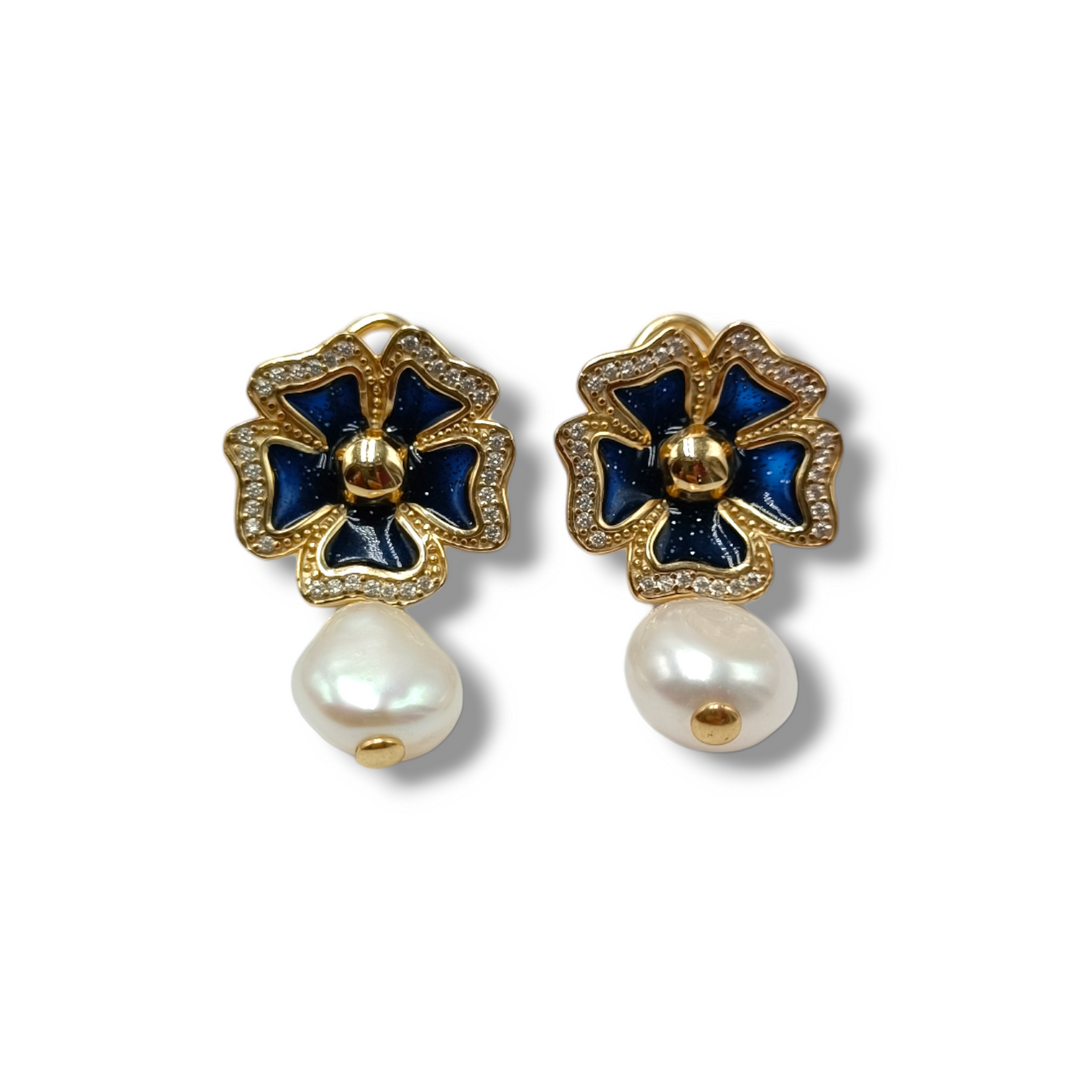 Silver flower earrings