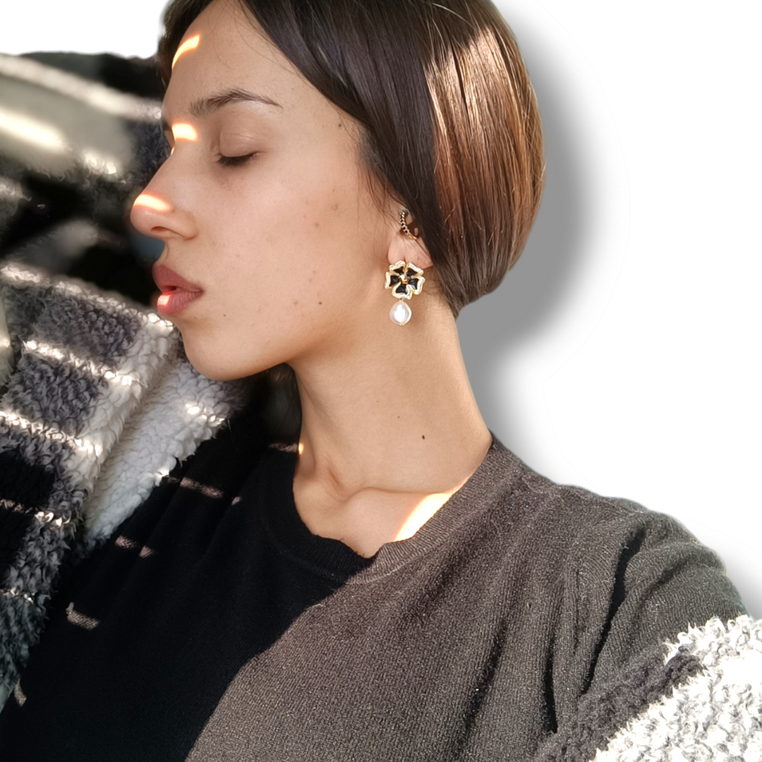 Silver flower earrings