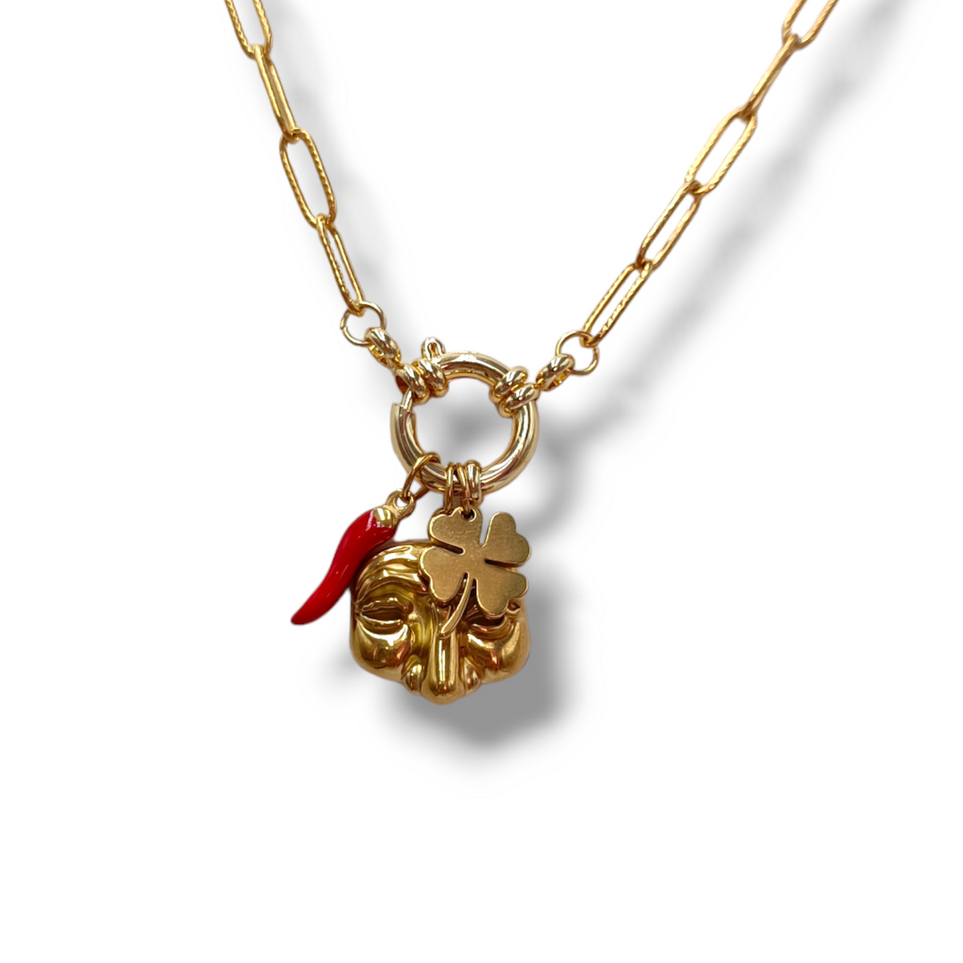 END OF COLLECTION - Lucky charm necklace in steel
