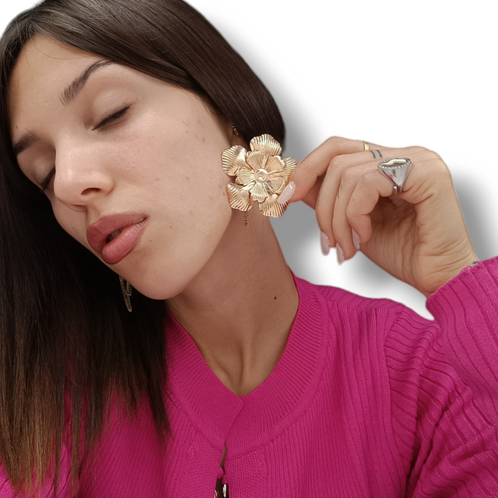 END OF COLLECTION - Brass flower earrings