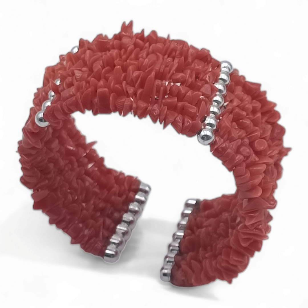 Bracciale schiava in corallo montato su argento Lucia Vitiello Gioielli di Napoli