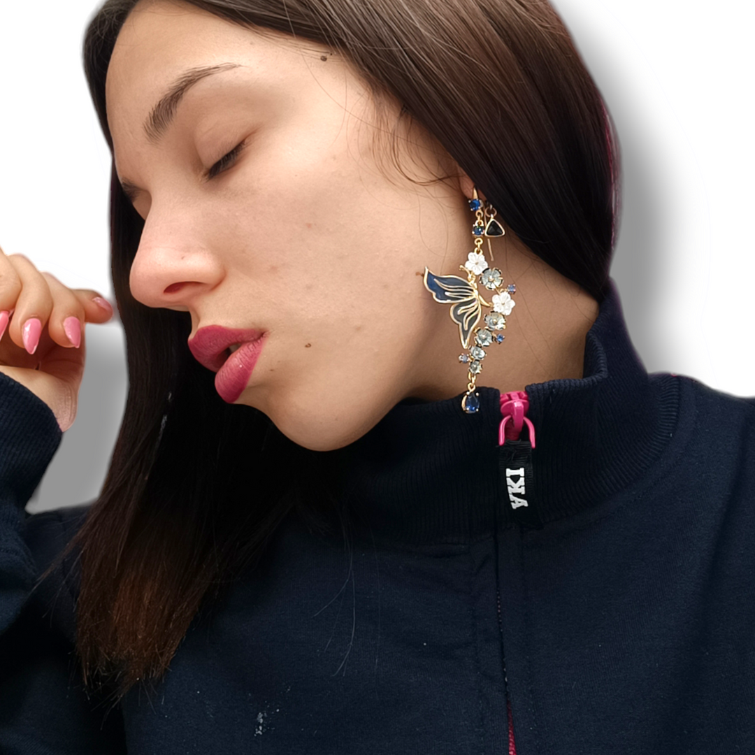 Butterfly earrings on silver and mother of pearl