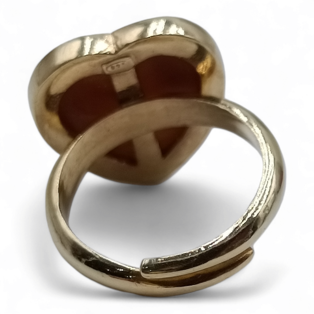 Valentine's Day Idea - Heart Letter Ring, Personalized, in Cameo and Mounted in Silver
