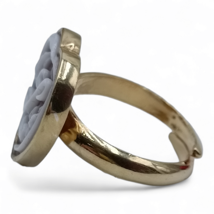Valentine's Day Idea - Heart Letter Ring, Personalized, in Cameo and Mounted in Silver