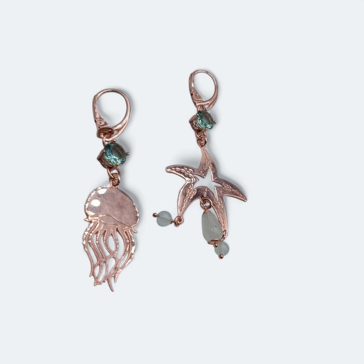 END OF COLLECTION - Marine earrings on silver and agate