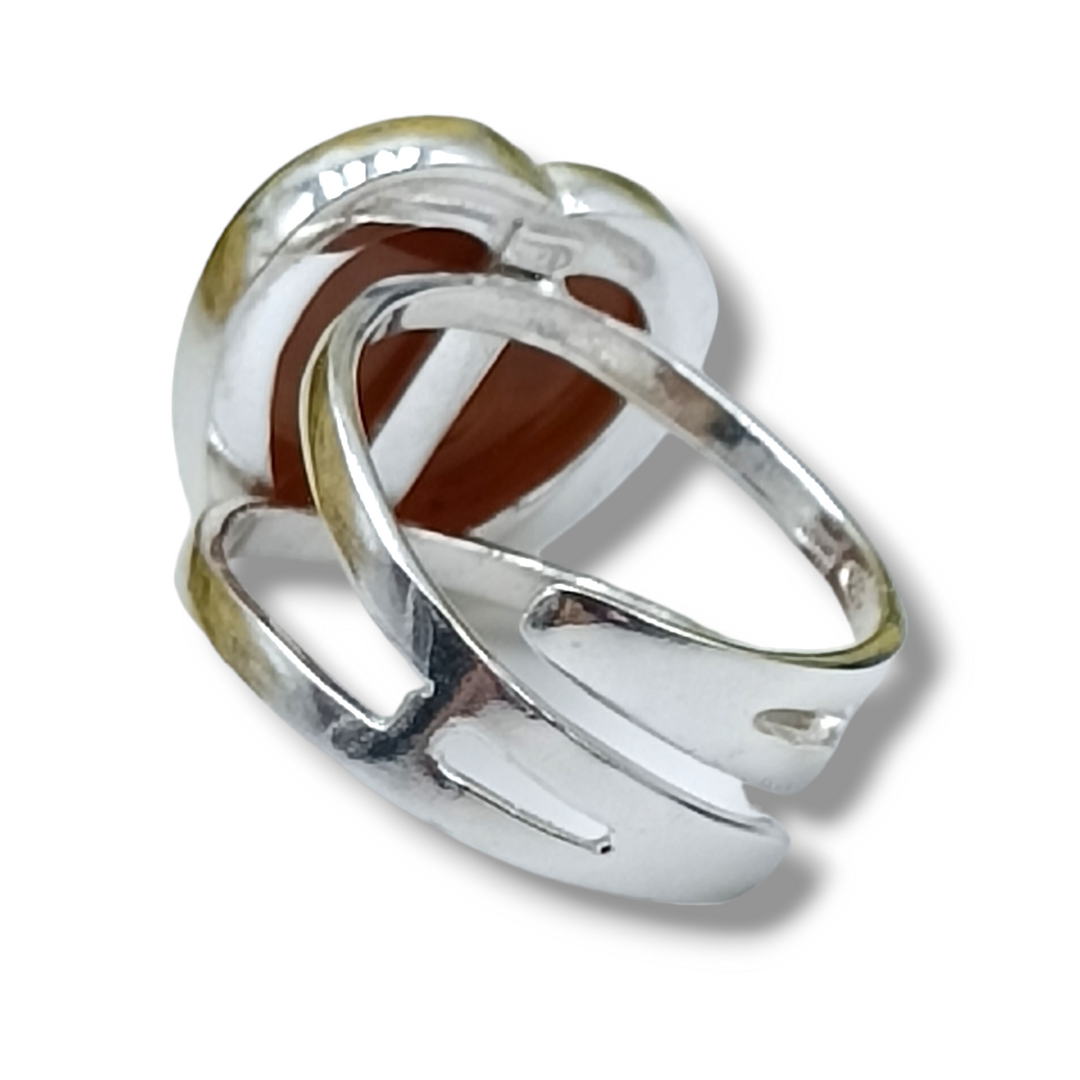 Personalized Letter Ring, Love Intertwining, in Cameo and Silver