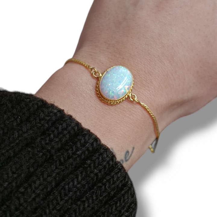 END OF COLLECTION - Sparkling White Opal Bracelet