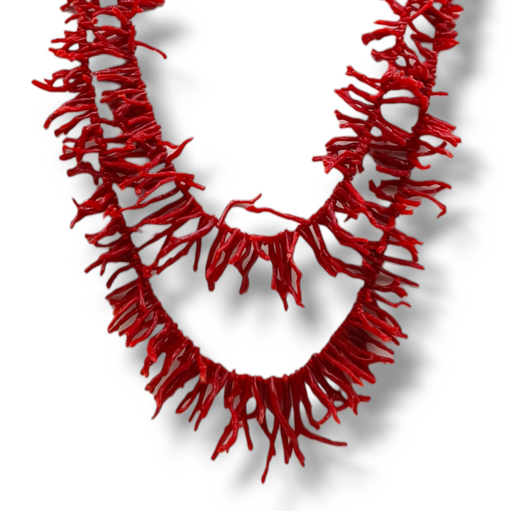 Collana frange in corallo montato su argento