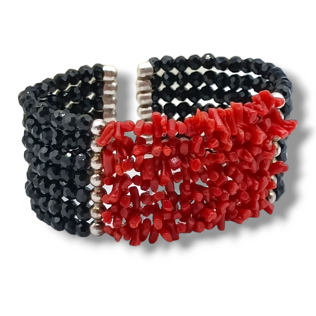 Bracciali schiava in corallo e agata montato su argento Lucia Vitiello Gioielli di Napoli