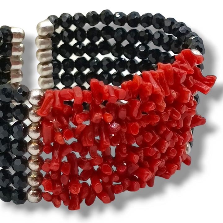 Bracciali schiava in corallo e agata montato su argento Lucia Vitiello Gioielli di Napoli