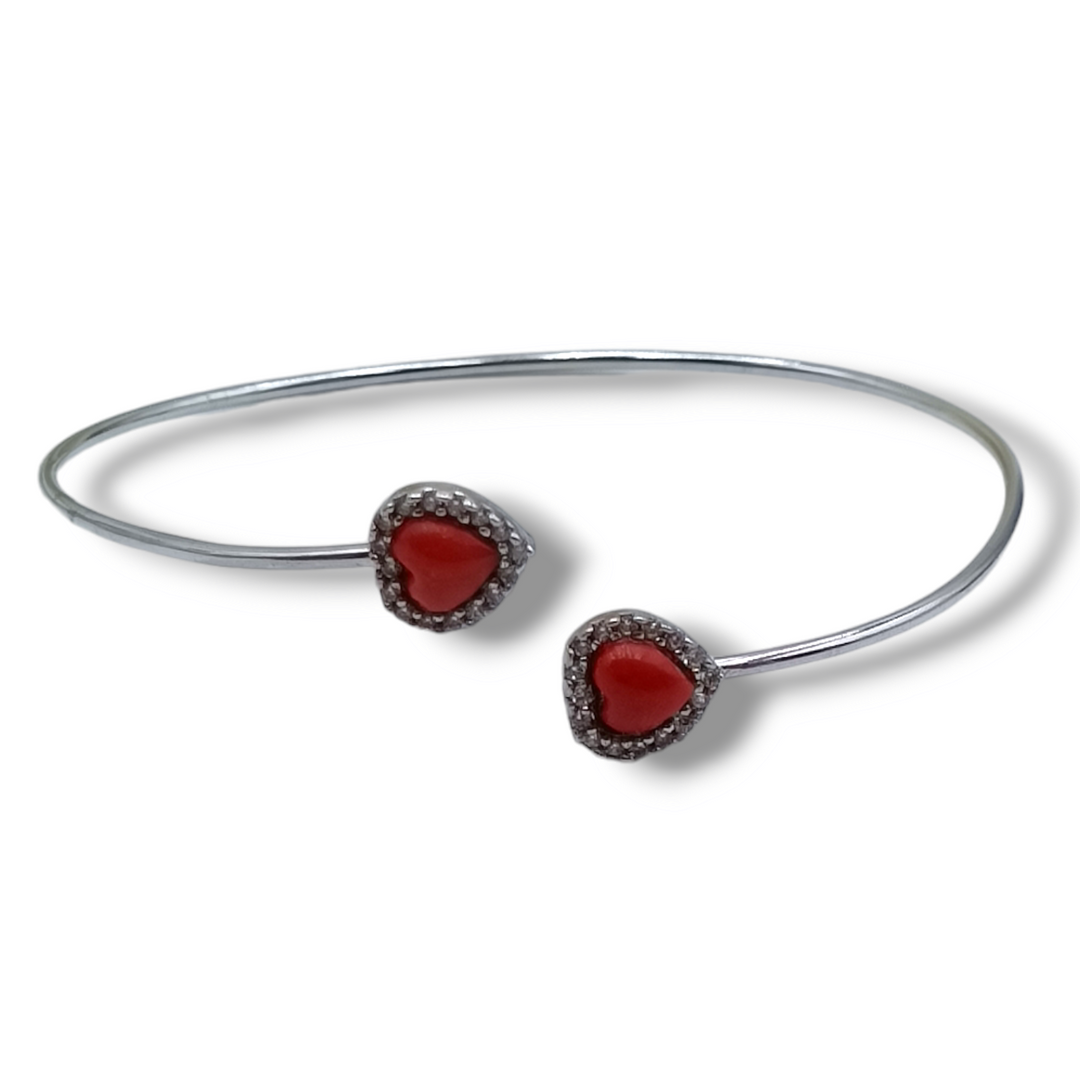 Bracciale cuori su corallo vero