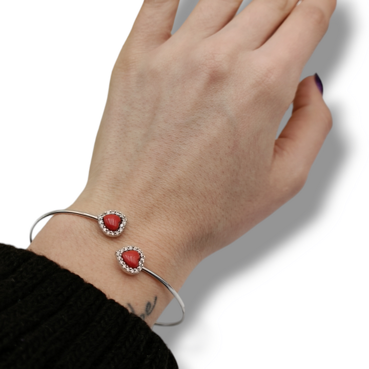 Bracciale cuori su corallo vero