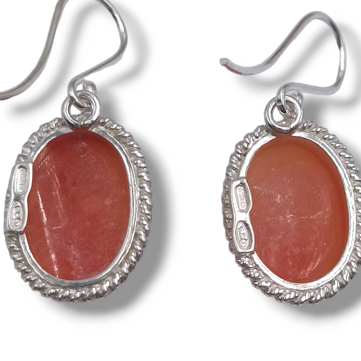 Carnelian Goddess Cameo Earrings Mounted on Silver