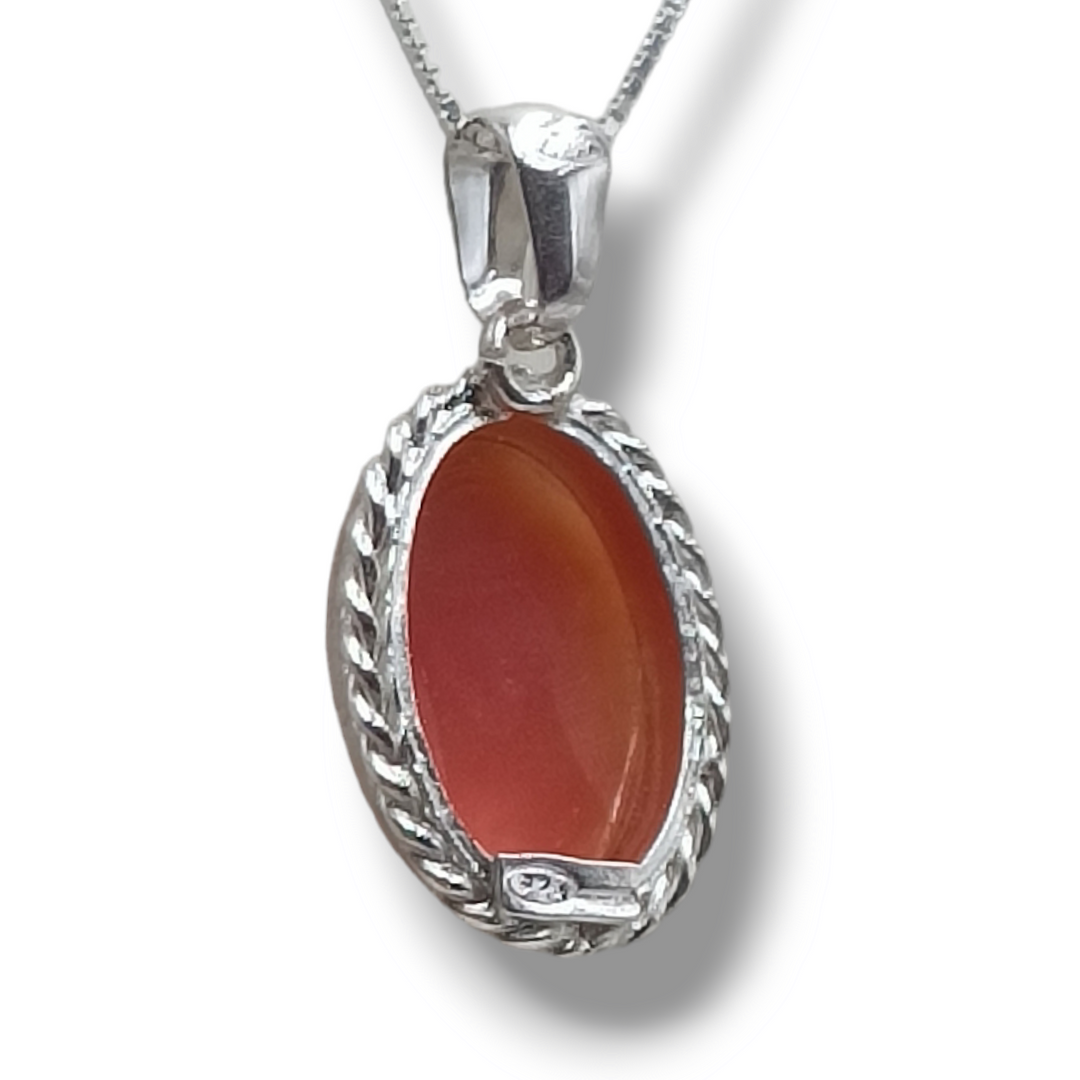 End of collection - Carnelian cameo goddess pendant mounted on silver