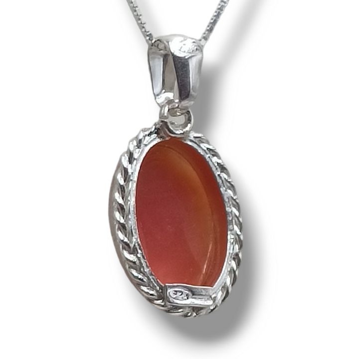 End of collection - Carnelian cameo goddess pendant mounted on silver