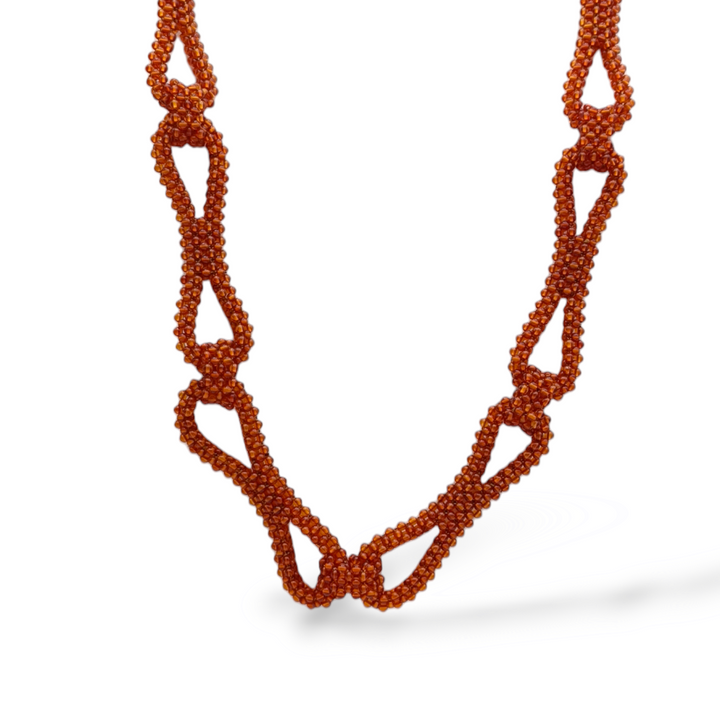 Real amber necklace in fabric