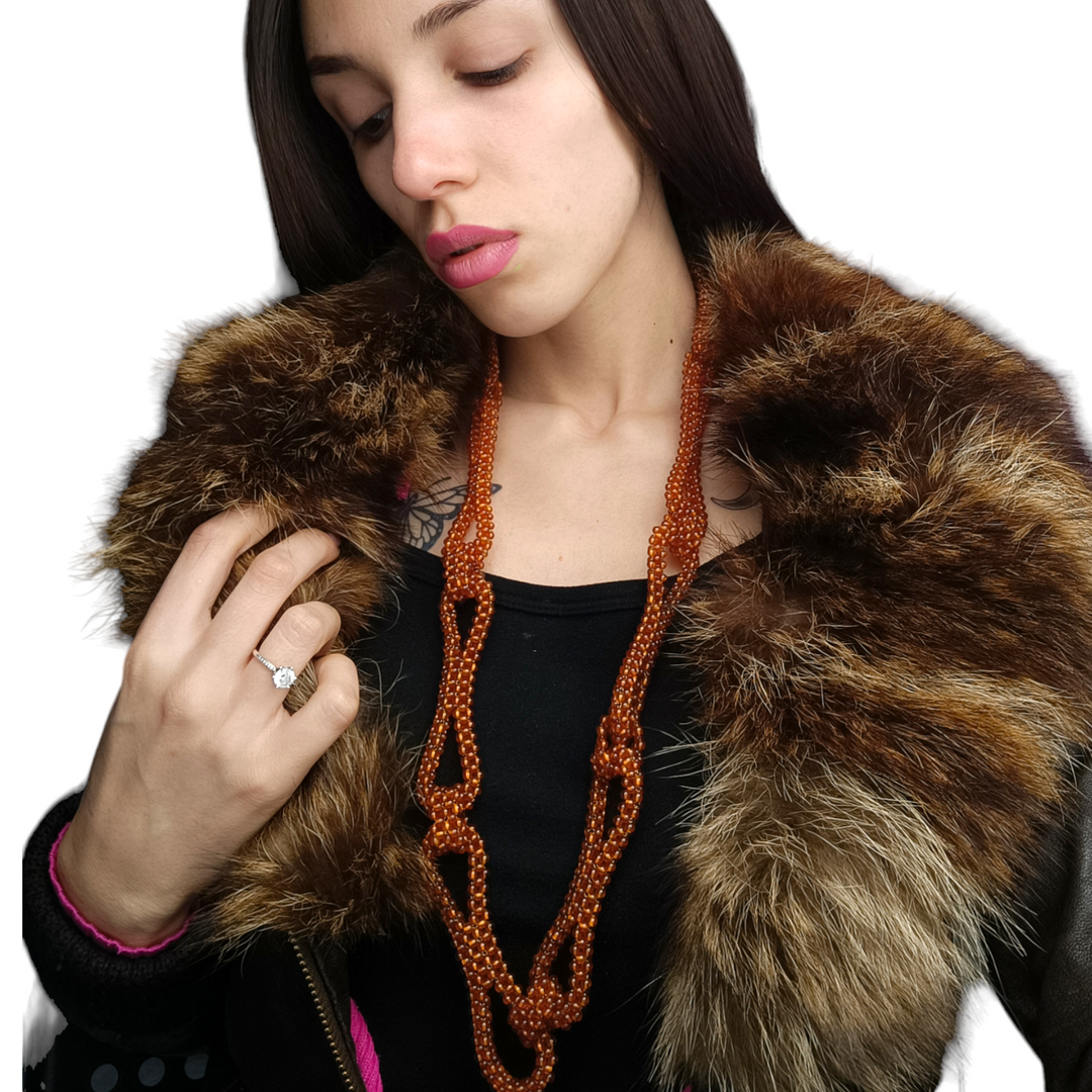 Real amber necklace in fabric