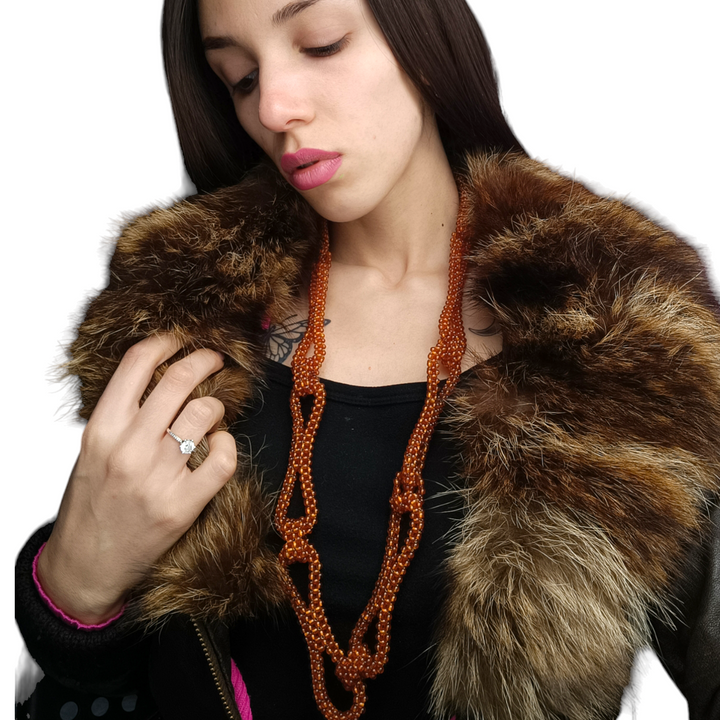 Real amber necklace in fabric