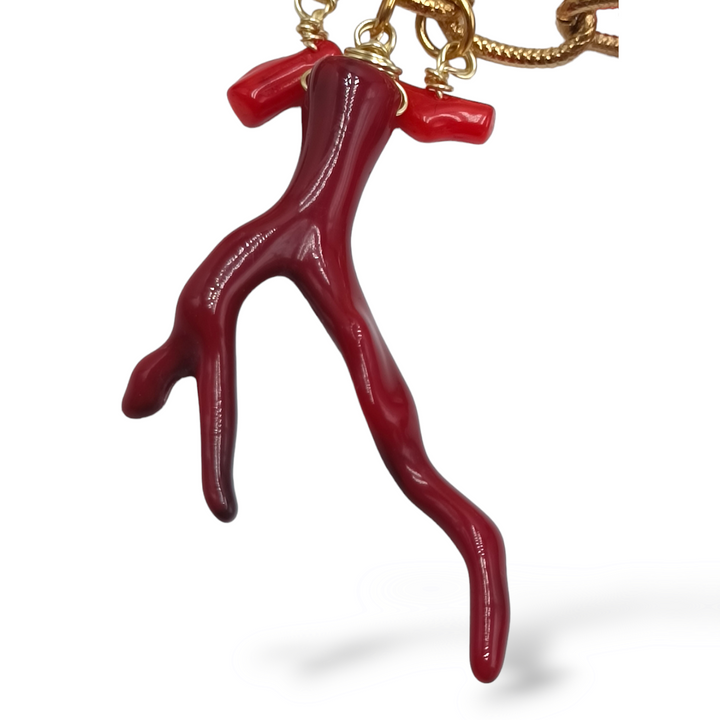 END OF COLLECTION - Coral paste branch bracelet mounted on pearls