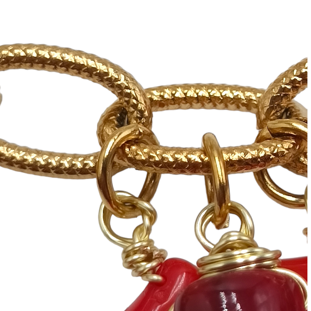 END OF COLLECTION - Coral paste branch bracelet mounted on pearls
