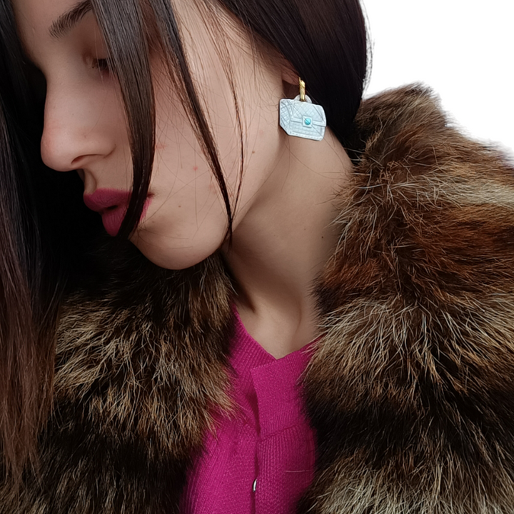Cameo purse earrings mounted on silver