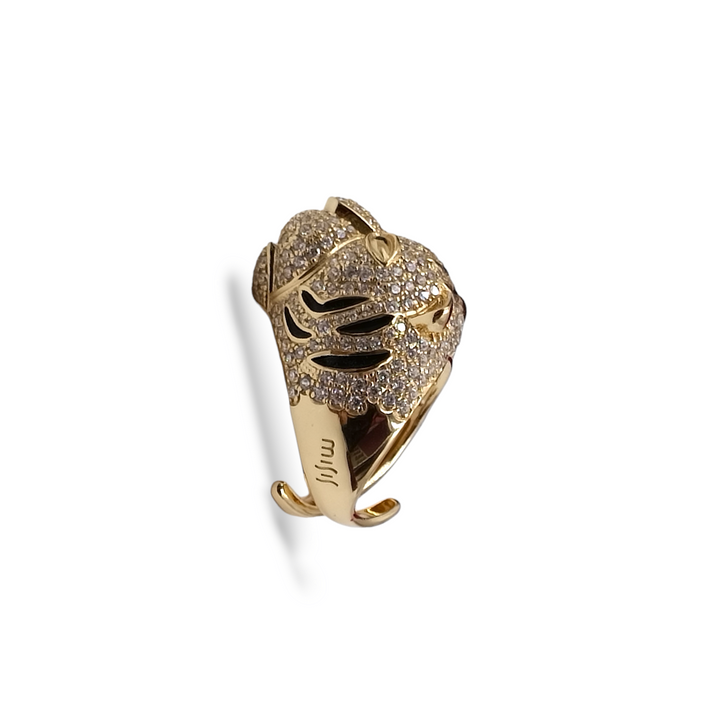 Tiger ring in silver and zirconia