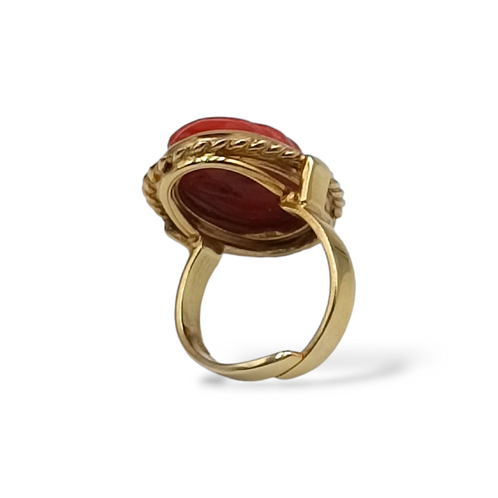 Coral ring mounted on silver