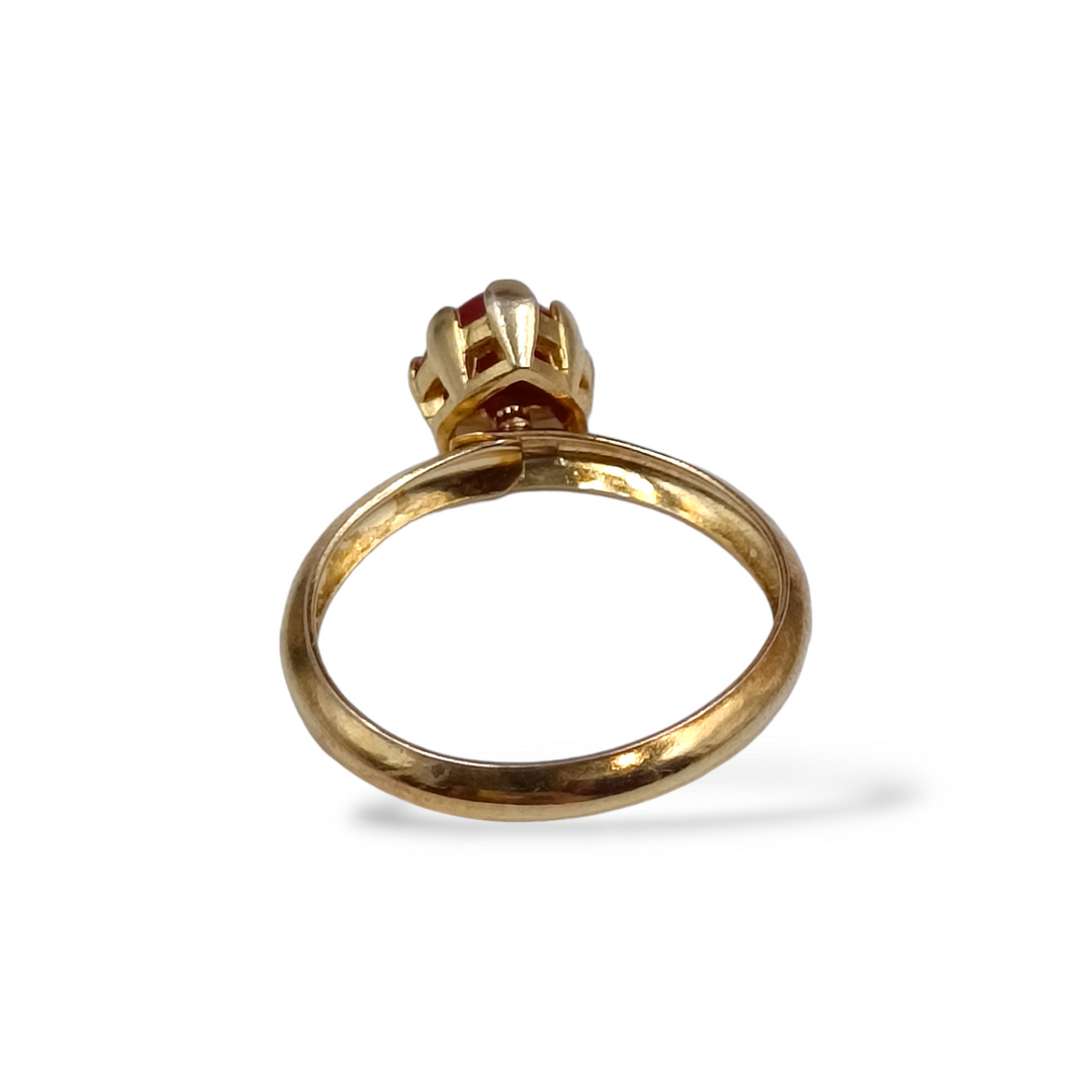 Coral heart ring mounted on silver 