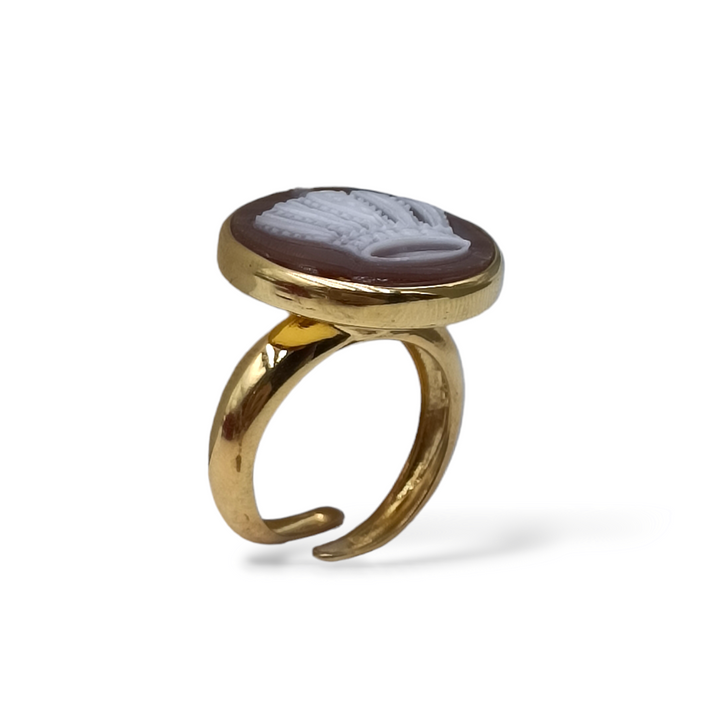 Cameo crown ring mounted on silver