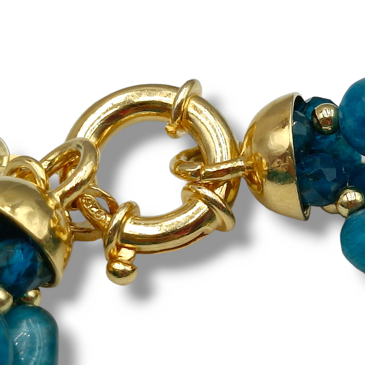 Citrine and lapis bead bracelet mounted on silver