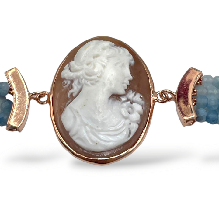 Bracciale dea in cammeo montato su argento