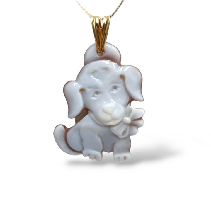 Cameo dog pendant mounted on silver