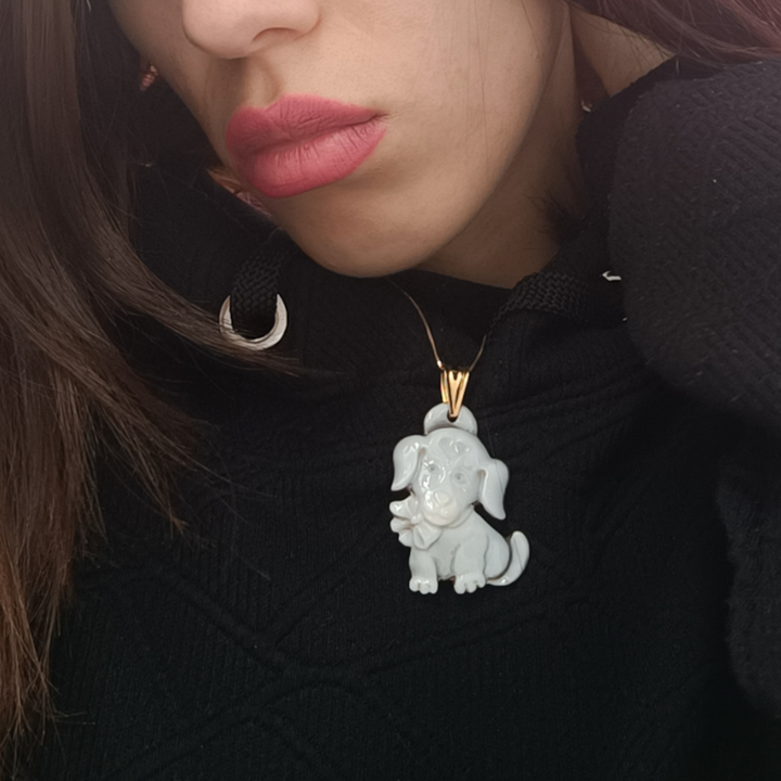 Cameo dog pendant mounted on silver