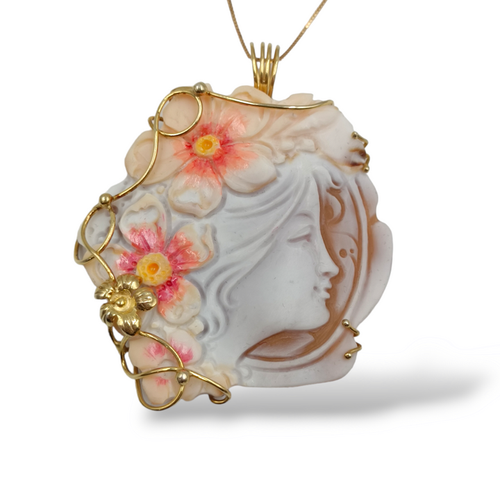 Spring Goddess Pendant in Cameo Mounted on Silver