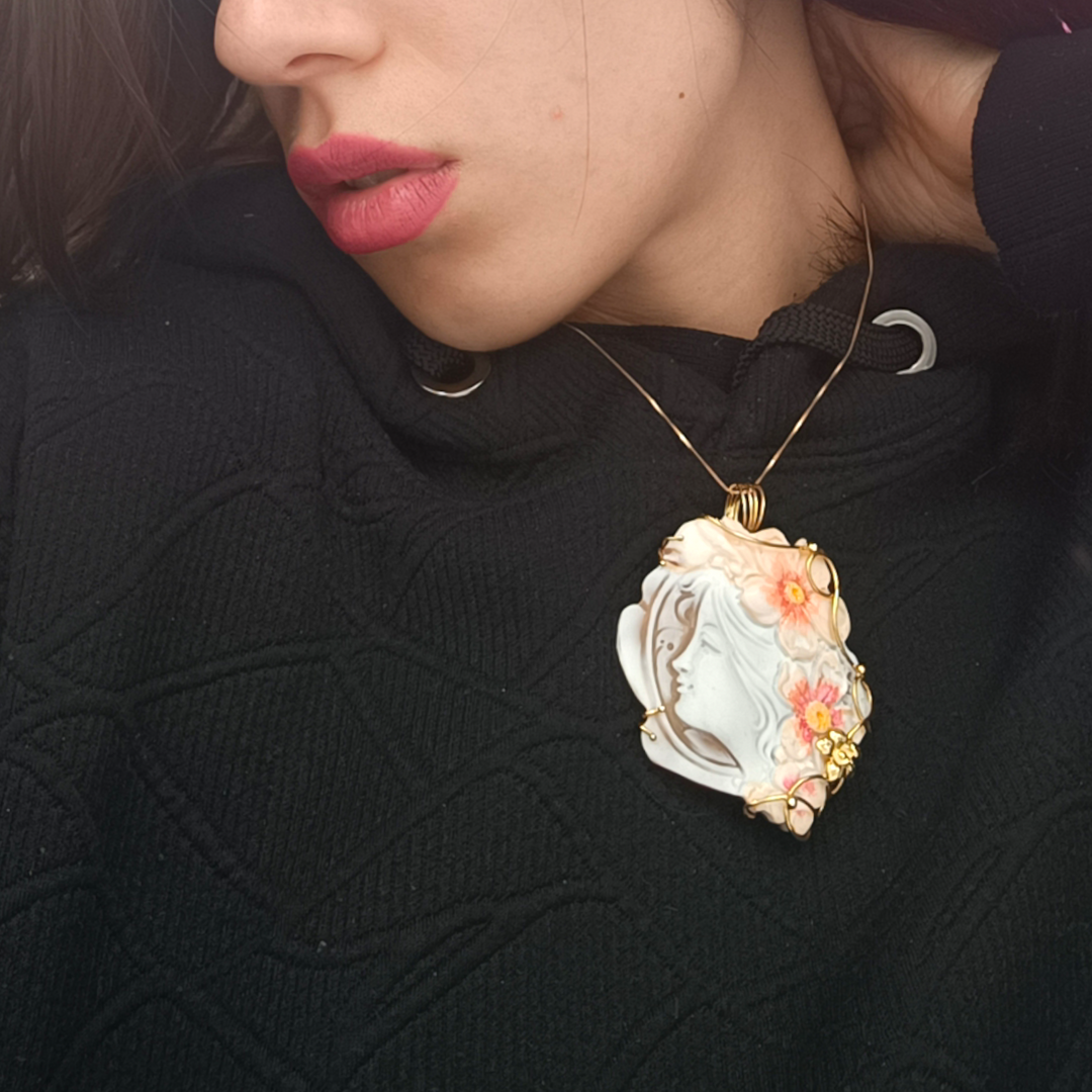 Spring Goddess Pendant in Cameo Mounted on Silver