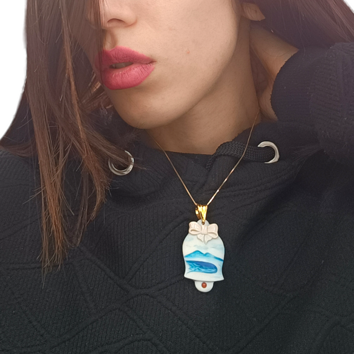Capri bell pendant in cameo mounted on silver