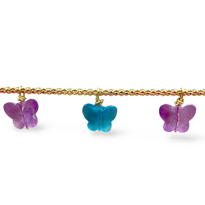 END OF COLLECTION - Crystal butterfly bracelet mounted on silver