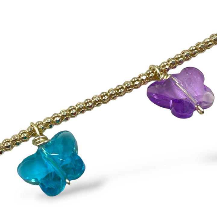 END OF COLLECTION - Crystal butterfly bracelet mounted on silver