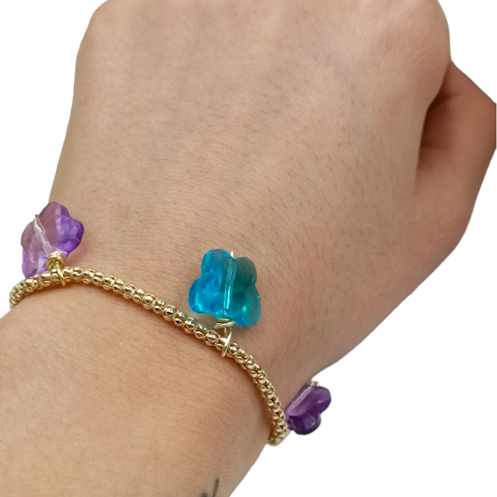 END OF COLLECTION - Crystal butterfly bracelet mounted on silver