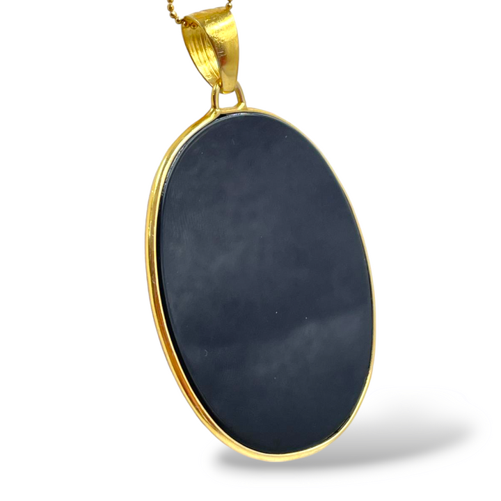 Blue agate fairy pendant mounted on silver