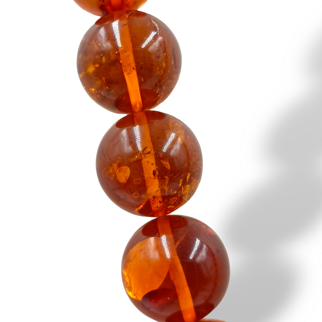 Collana in ambra rossa del baltico montato su argento