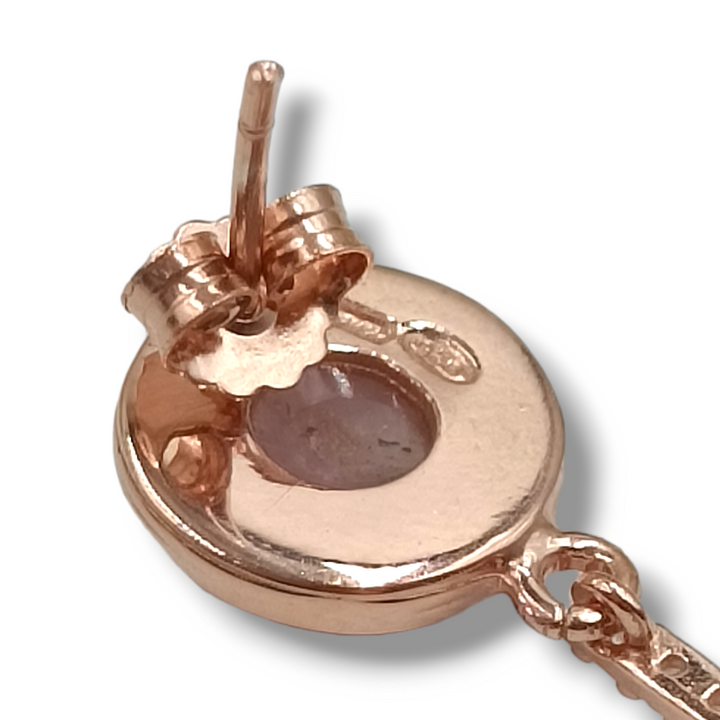 Orecchini cuore in corallo e kunzite montati su argento