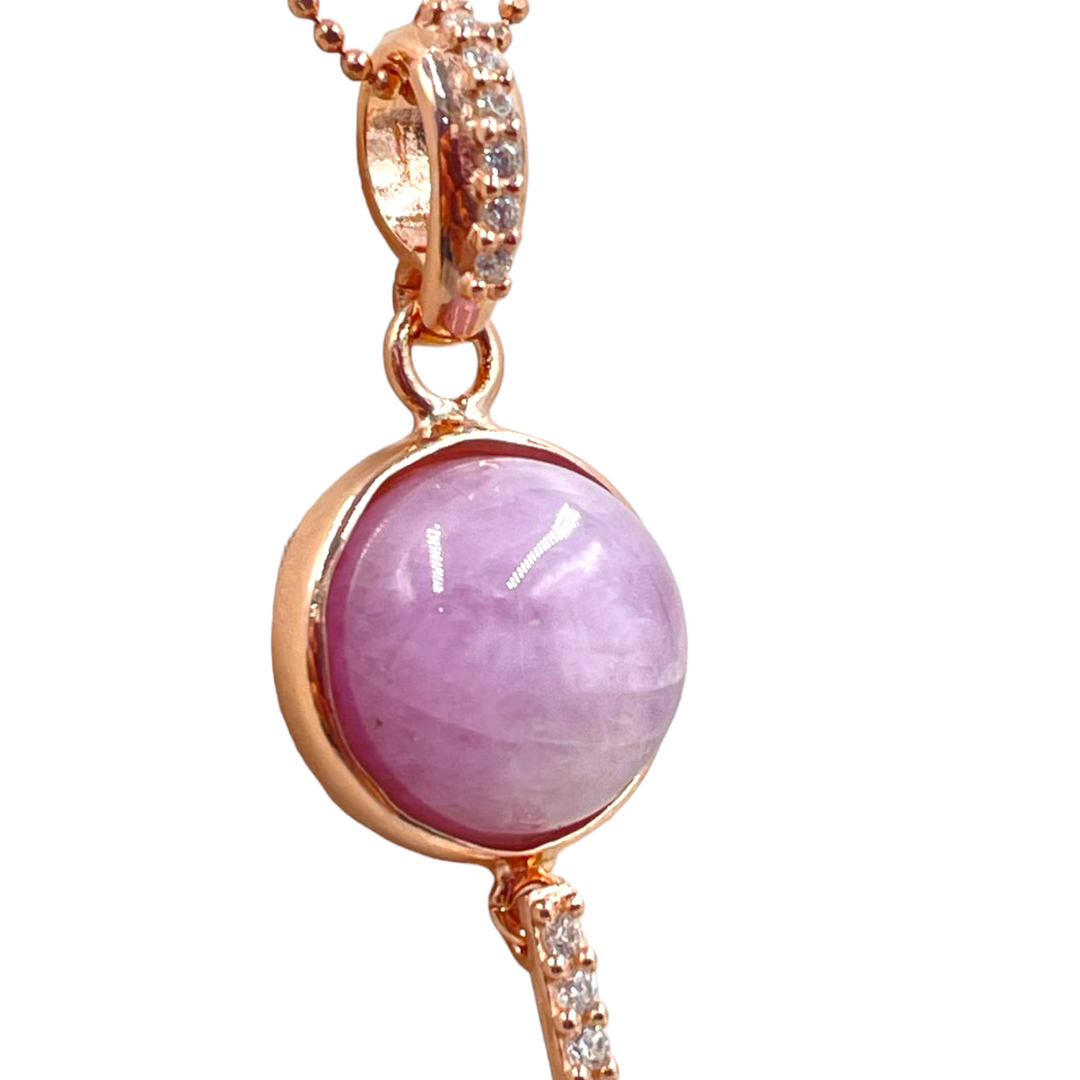 Collana ciondolo cuore in corallo e kunzite montato su argento