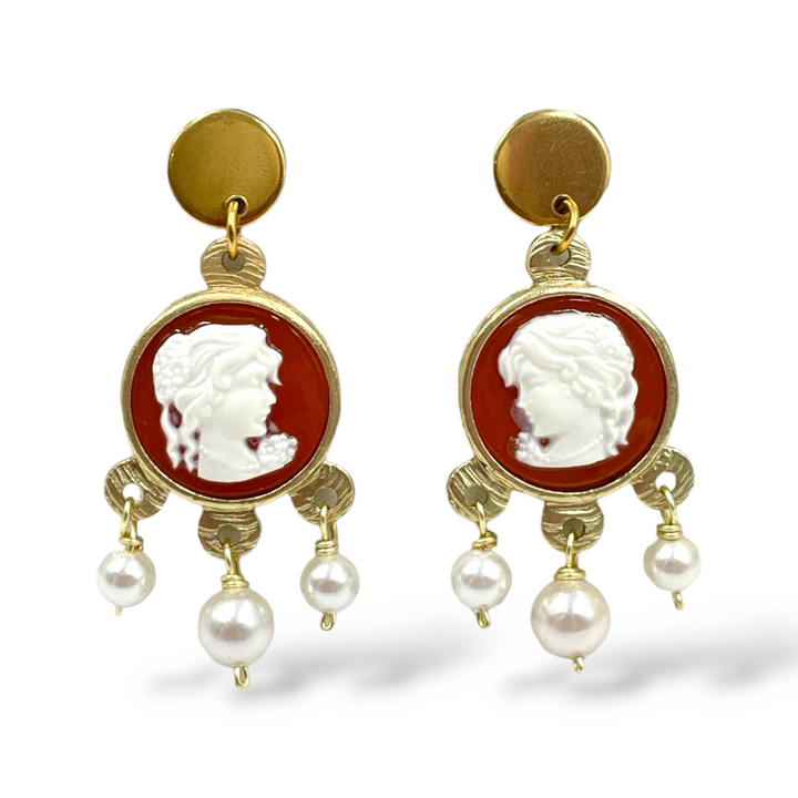 Goddess earrings on resin cameo