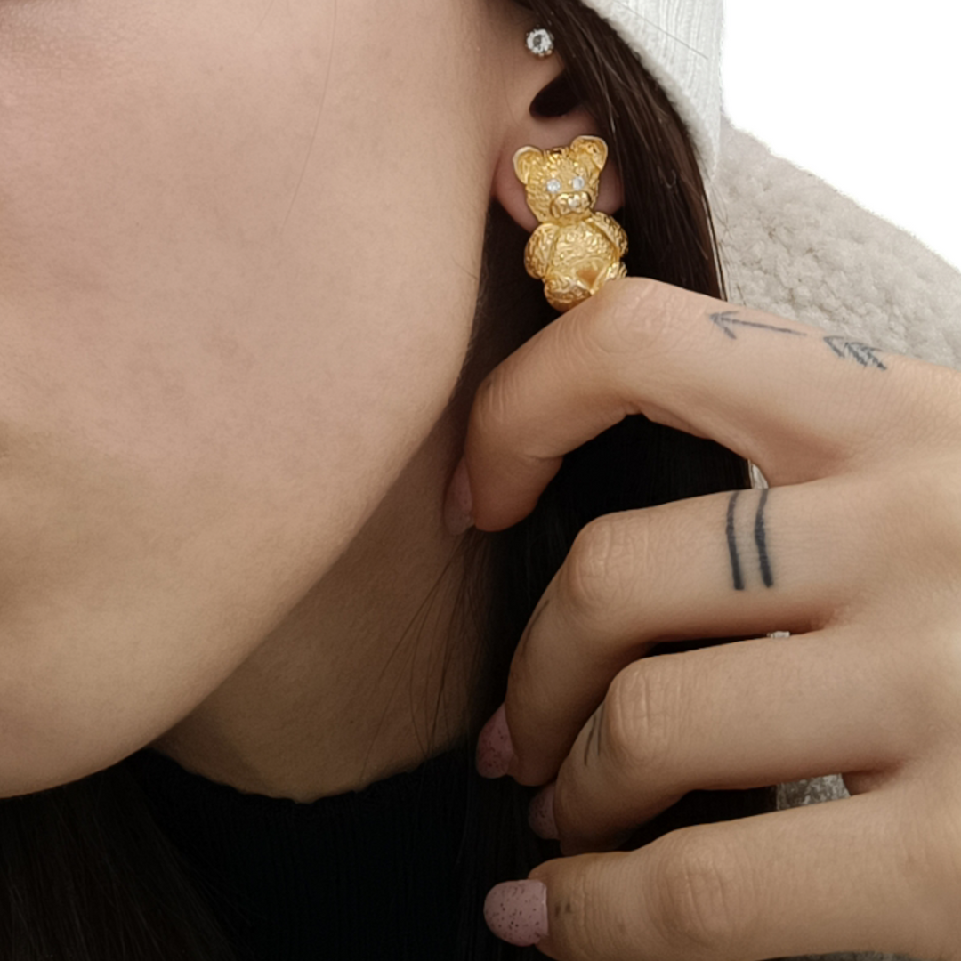 END OF COLLECTION - Gold plated silver bear earrings