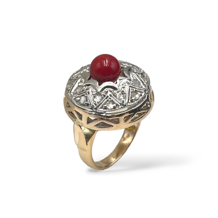 Band ring on red coral