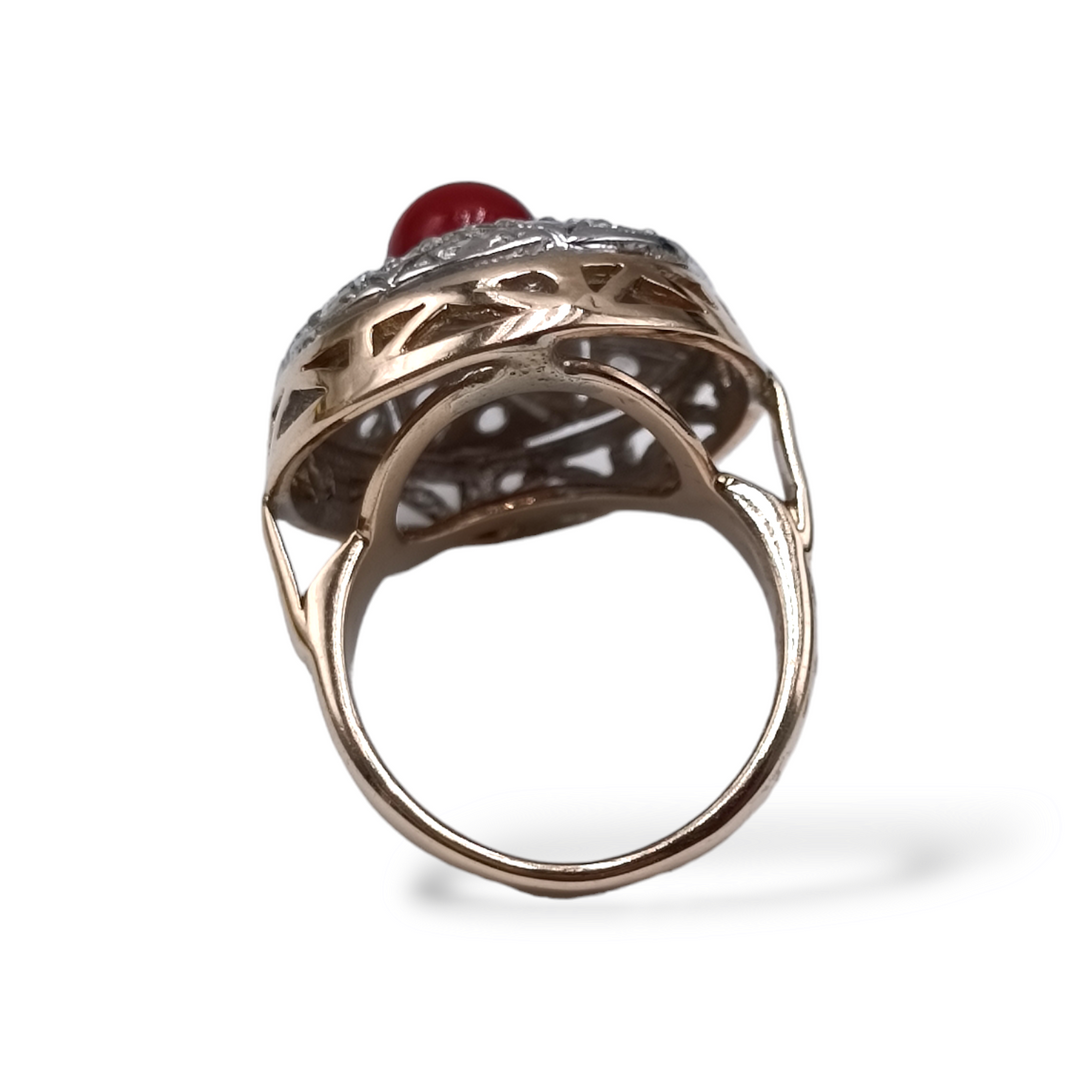 Band ring on red coral