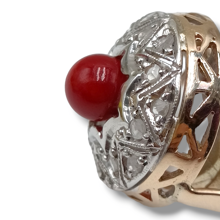 Band ring on red coral