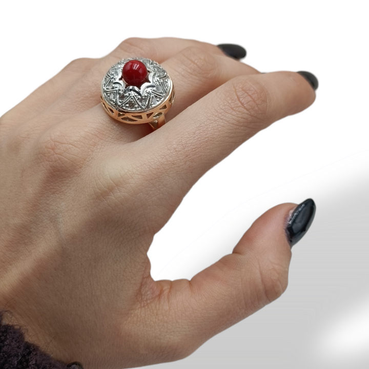 Band ring on red coral